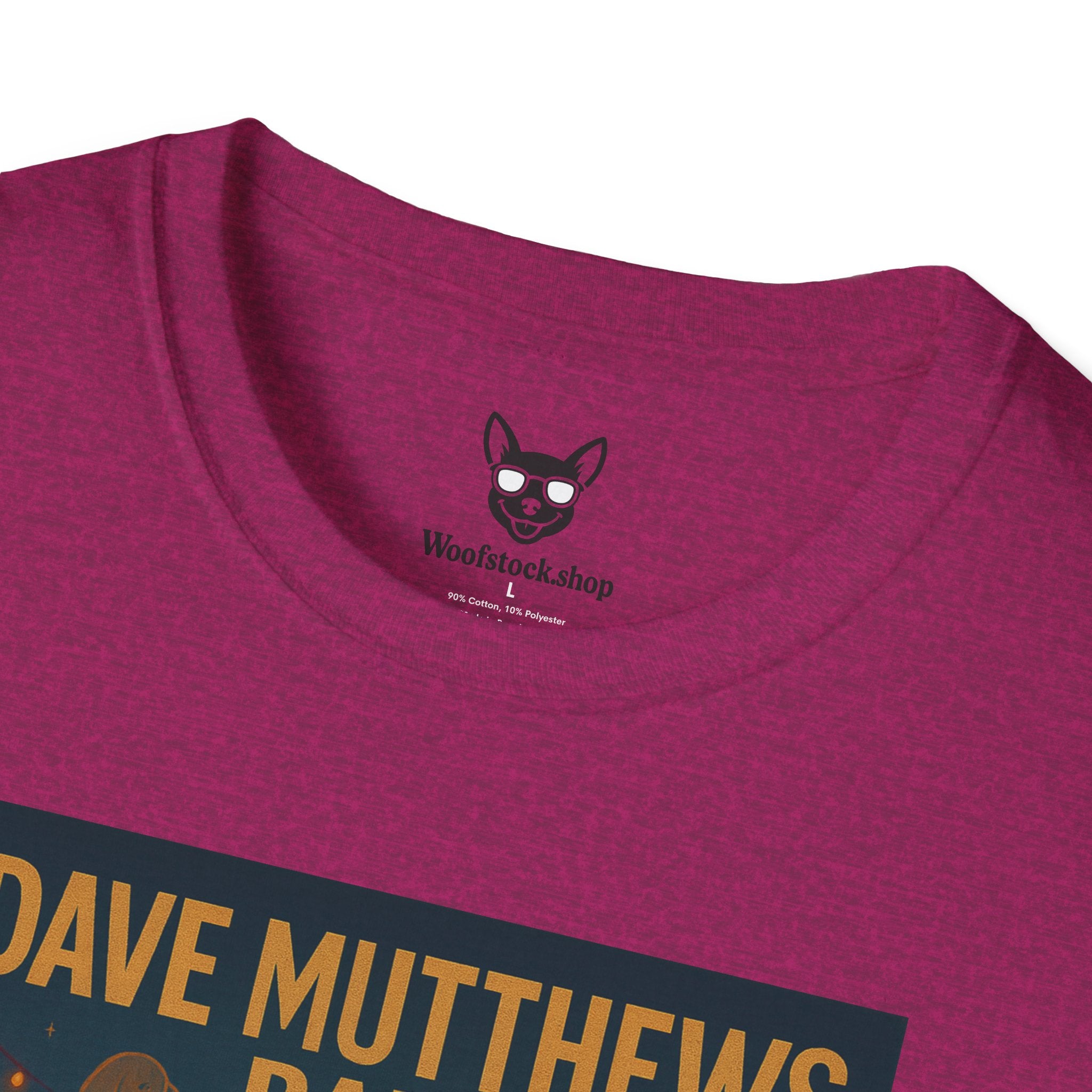 Dave Matthews Band Concert Poster Dog Parody Unisex Softstyle T-Shirt -- Funny Dog Concert Tee for Music and Dog Lovers